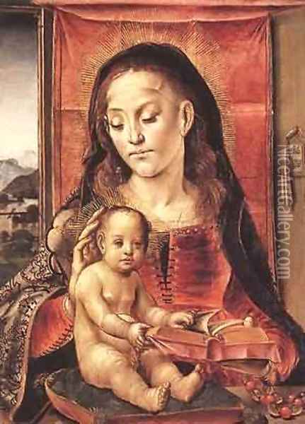Virgin And Child Oil Painting - P. Joos van Gent and Berruguete