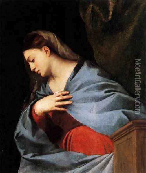 Polyptych of the Resurrection, Virgin Annunciate Oil Painting - Tiziano Vecellio (Titian)