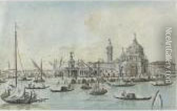 Property From An American Museum
 

 
 
 

 
 View Of Santa Maria Della Salute And The Dogana, Venice Oil Painting - Giacomo Guardi