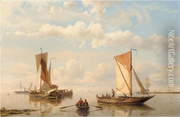 On The Scheldt Oil Painting - Hermanus W. Koekkoek