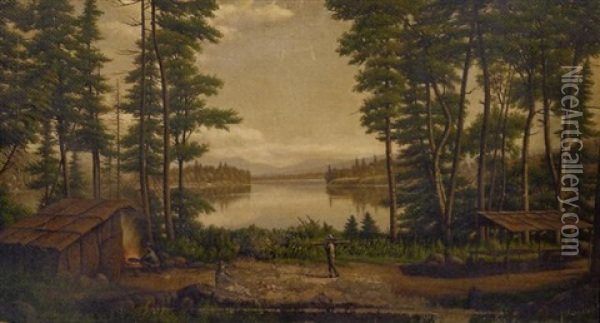 Towanda Camp, Smith's Lake, Adirondacks Oil Painting - Levi Wells Prentice