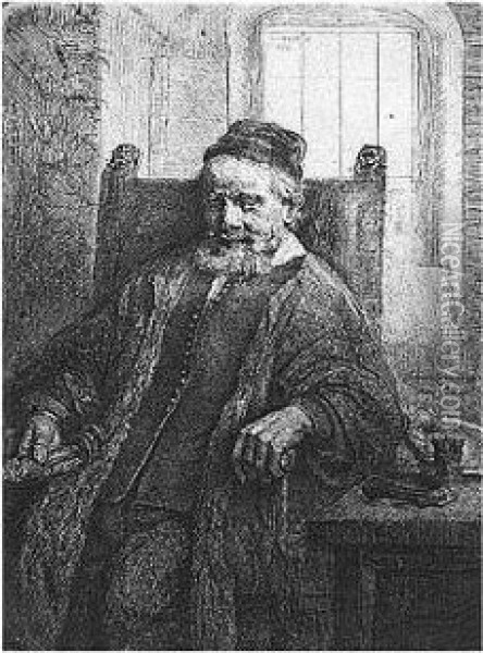 Jan Lutma, Goldsmith (b., Holl.276; H.290; Bb.56-c) Oil Painting - Rembrandt Van Rijn