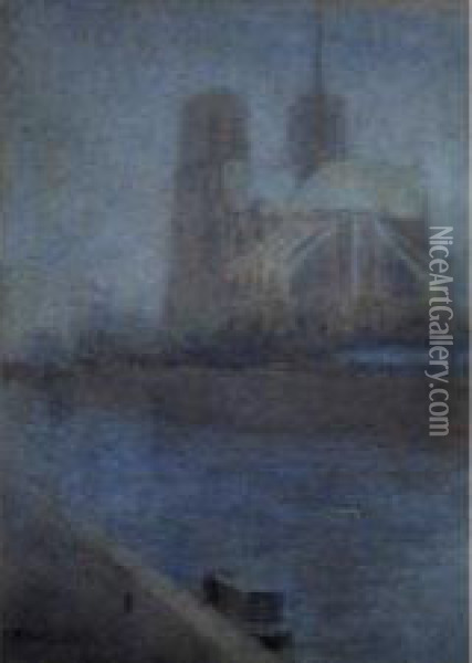 Notre Dame Dans La Brume Oil Painting - Thomas Buford Meteyard