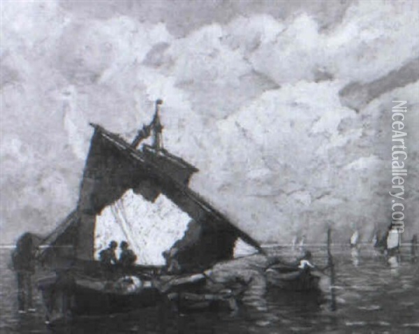 Fischerboote In Der Lagune Von Chioggia Oil Painting - Ludwig Dill