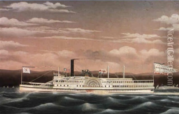 Steamboat 'seawanhaka' Oil Painting - James Bard
