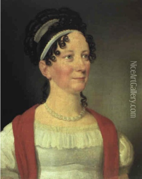 Portraet Af Dronning Marie Sophie Frederike Oil Painting - Christoffer Wilhelm Eckersberg