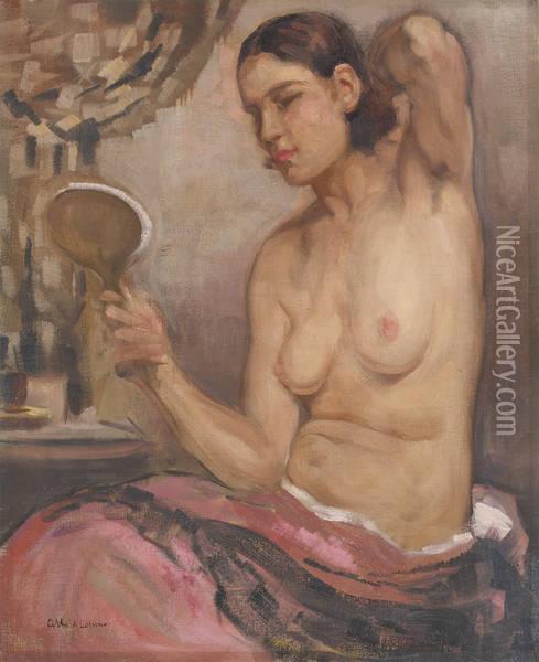 Nue Au Face A Main Oil Painting - Fernand Allard L'Olivier
