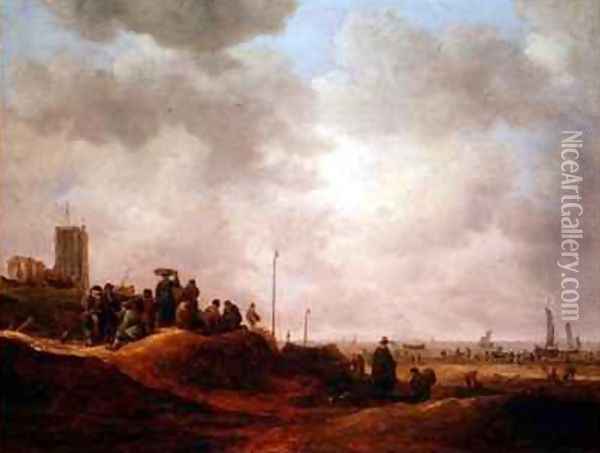 View of the Coast of Egmond Aan See Oil Painting - Jan van Goyen