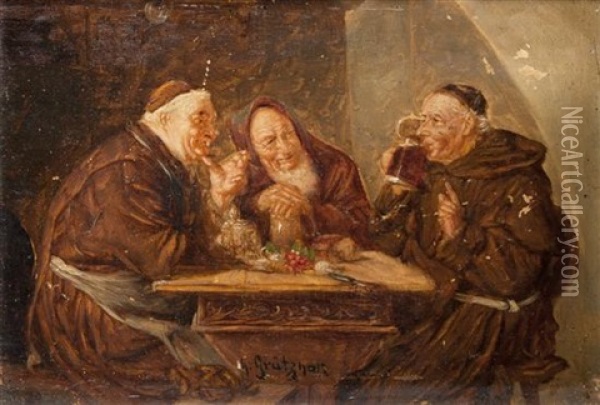 Meeting Oil Painting - Eduard von Gruetzner