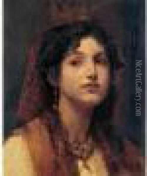 < La Jeune Italienne >. Oil Painting - Henri Alexandre Georges Regnault