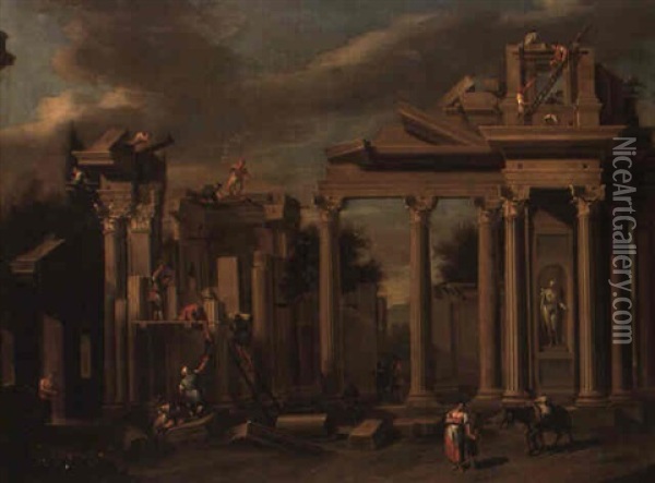 Tempelbygge Oil Painting - Giovanni Paolo Panini