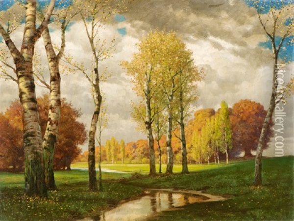 Parklandschaft Oil Painting - Eduard Ruedisuehli