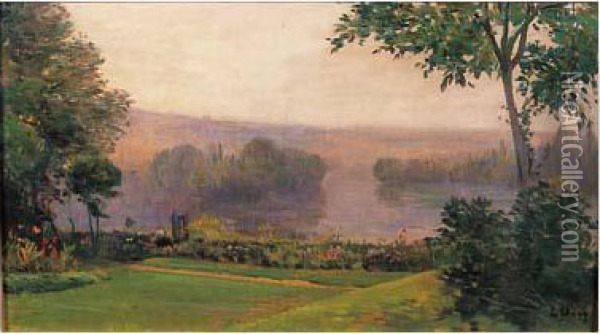 jardin En Bord De Seine Oil Painting - Eugene Jean Copman