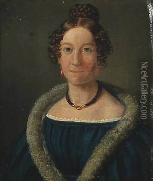 A Woman's Portrait Oil Painting - Jens Peter (I.P.) Moeller