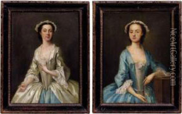 Portraits Of Two Ladies Oil Painting - Willem Verelst