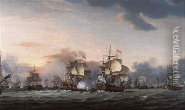 The Battle Of The Saints Oil Painting - Thomas Luny