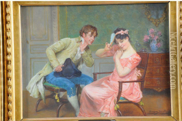  La Conversation Coquine  Oil Painting - Eugene Deully