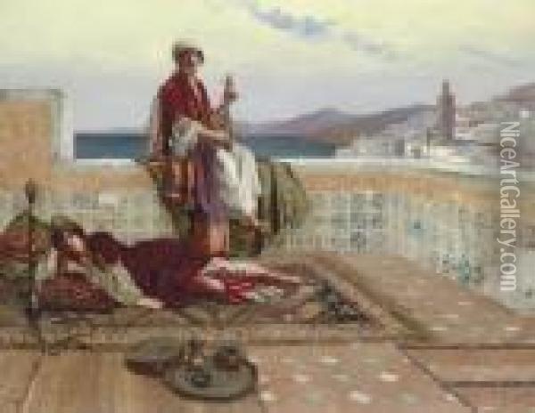 On The Terrace, Tangiers Oil Painting - Rudolph Ernst