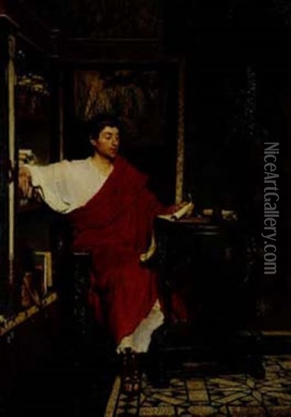 A Roman Scribe Writing Dis- Patches Oil Painting - Sir Lawrence Alma-Tadema