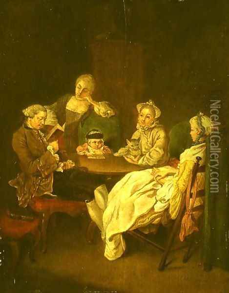 Society at the Table Oil Painting - Daniel Nikolaus Chodowiecki