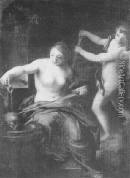 Venus And Cupid In Vulcan's Forge Oil Painting - Noel Coypel the Elder