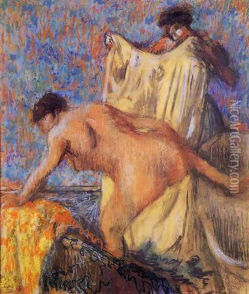 Woman Leaving Her Bath II Oil Painting - Edgar Degas