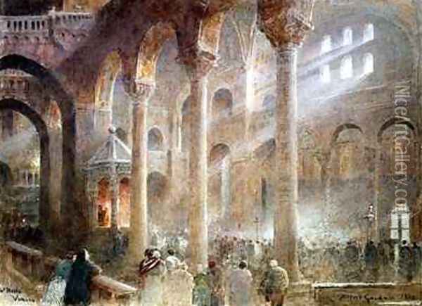 St Marks Basilica Venice from the floor of the Nave Oil Painting - Albert Goodwin