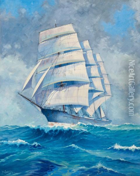 The Training Ship Abraham Rydberg Oil Painting - Alfred Collin