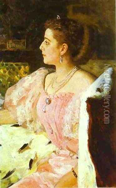 Portrait Of Countess Natalia Golovina 1896 Oil Painting - Ilya Efimovich Efimovich Repin
