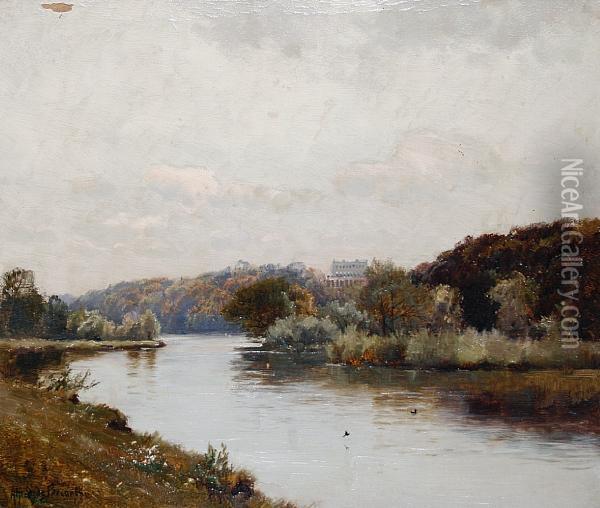 Clivedon On The Thames Oil Painting - Alfred de Breanski