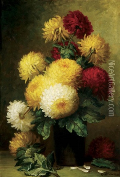 A Floral Still Life Oil Painting - George W. Seavey