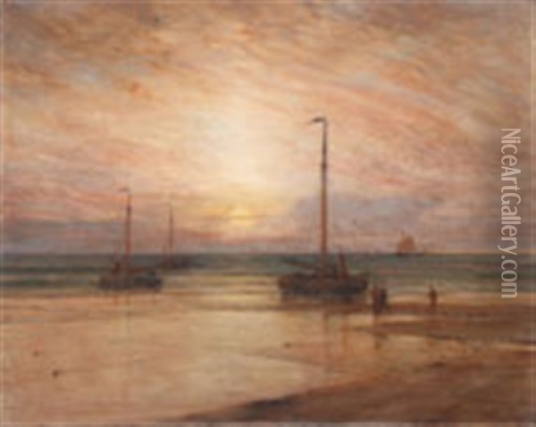 The Coast Of Holland At Sunset Oil Painting - Samuel Colman