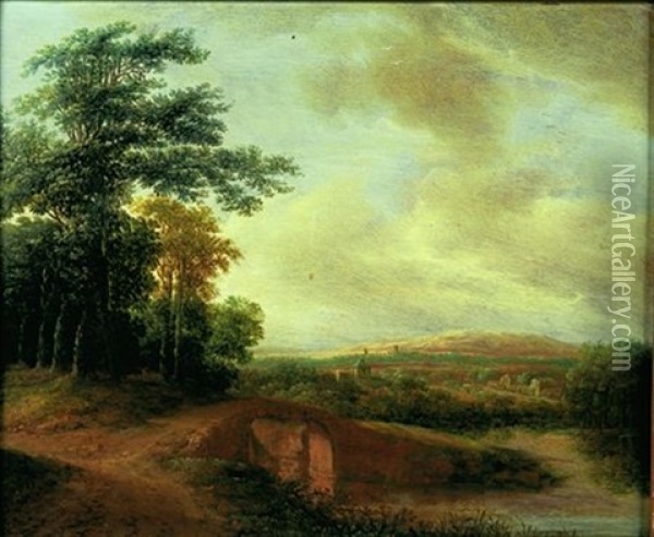 Paysage De Riviere Au Pont Oil Painting - Pieter Jansz van Asch