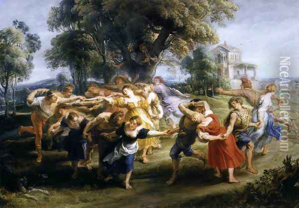 Dance of Italian Villagers c. 1636 Oil Painting - Peter Paul Rubens