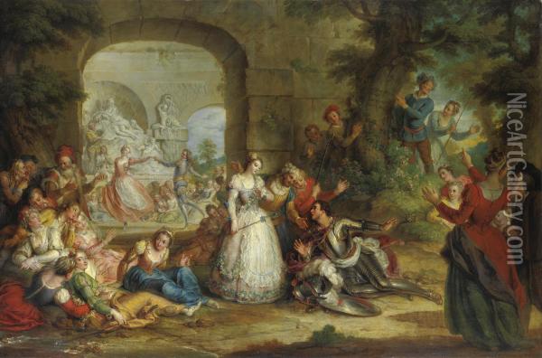 Roland And The Marriage Of Angelique Oil Painting - Charles-Antoine Coypel