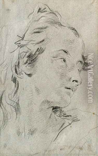 The Head of a young Woman, turned to the right Oil Painting - Giovanni Battista Tiepolo