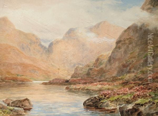 'the Horse's Glen, Mangerton, Kerry' And 'bray Head, Dublin Bay' Oil Painting - Alexander Williams