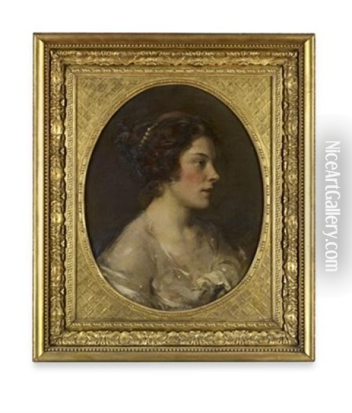 A Young Beauty Oil Painting - Alexander Roche