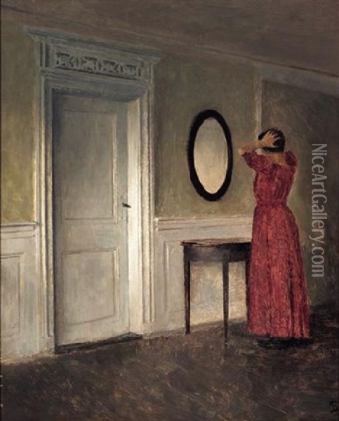 Kvinde Foran Et Spejl Oil Painting - Peter Vilhelm Ilsted