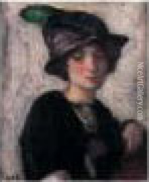 La Jeune Femme Au Chapeau Oil Painting - Georges dEspagnat