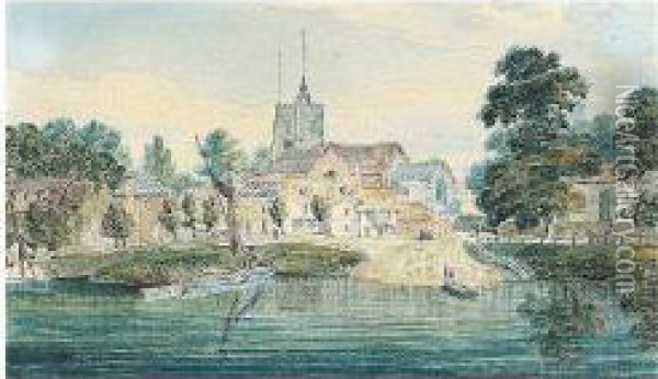 View Of Chiswick Ferry Oil Painting - Robert Blemmell Schnebbelie