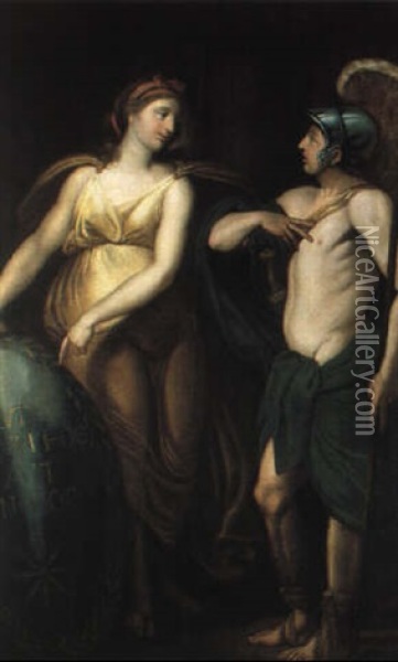 Aeneas Erh,lt Von Seiner Mutter Venus Waffen Oil Painting - Rudolph Friedrich Suhrlandt
