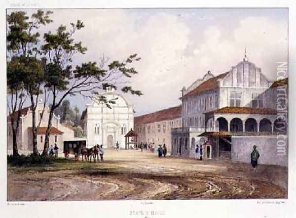 States House at Malacca Oil Painting - Lauvergne, Barthelemy