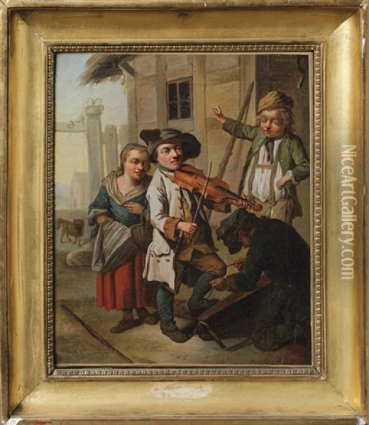 Musizierende Kinder Oil Painting - Johann Conrad Seekatz