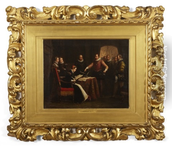 The Abdication Of Mary, Queen Of Scots Oil Painting - Frederick Goodall
