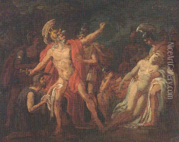 The Death Of Patroclus(?) Oil Painting - Antoine Jean (Baron Gros) Gros