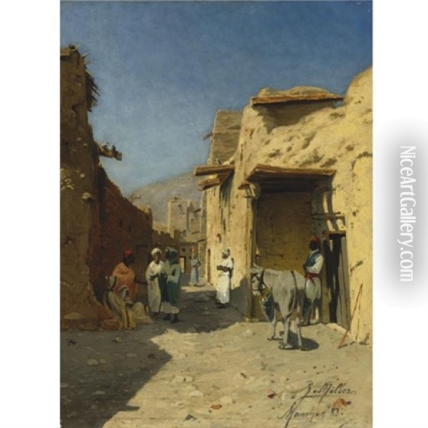 An Arab Street Oil Painting - Rudolph Gustav Mueller