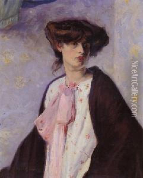 Woman With A Pink Bow Oil Painting - Alfred Henry Maurer