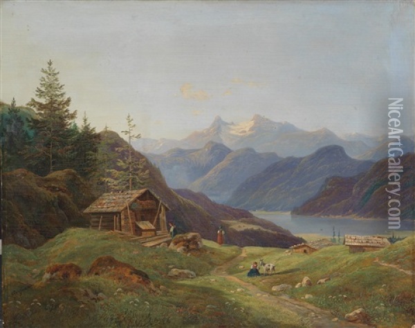 Blick Auf Den Dachstein Oil Painting - Wilhelm Steinfeld
