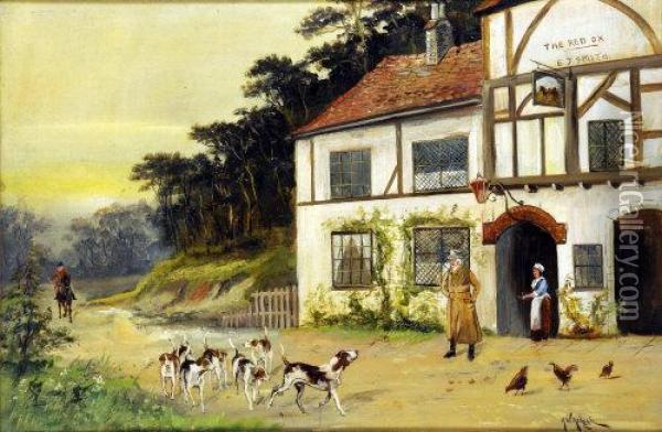 The Red Ox, Loughborough Oil Painting - Arthur Walker Redgate